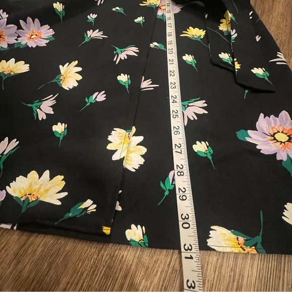 LOFT Midi Wrap Skirt Women’s Sz 2 Black Floral Linen Blend Moody Feminine Spring - Picture 8 of 10